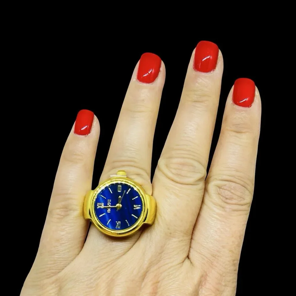 BOZHI Ring Watch Gold Design With Crystals New